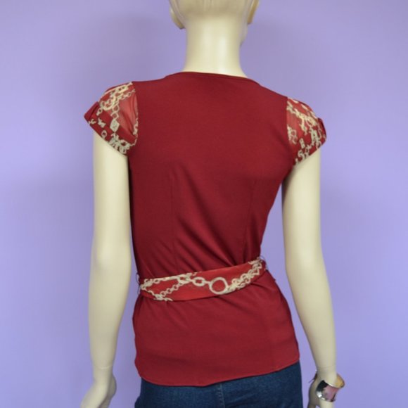 NWT! Red Blouse Top w/ Matching Sash - Picture 2 of 9